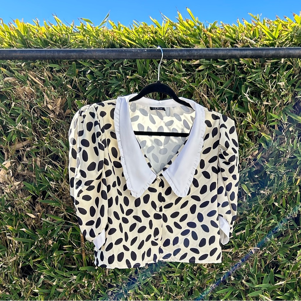 Polka Dot, Puffed Sleeve Blouse